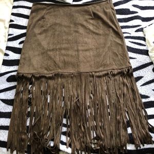 suede fringe skirt
